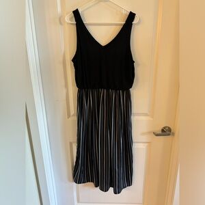 LOFT Outlet Elegant Black and White Striped Dress
